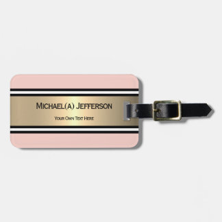 Etiqueta Para Maletas Rosa Dorado Negro Blanco Moderno Chic Estilo
