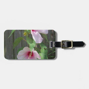 Etiqueta Para Maletas Rosa en dúo rosa de flores de hibisco
