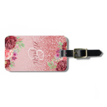 Rosa floral borgoñés Purpurina de oro personalizad