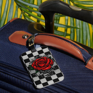 Etiqueta Para Maletas Rosa Graffiti Rojo Plata Cromo Cuadrada Grunge