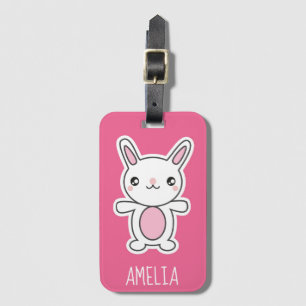 Etiqueta Para Maletas Rosa lindo del conejito de Chibi personalizado