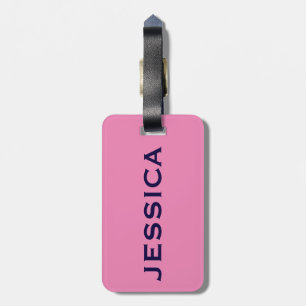 Etiqueta Para Maletas Rosa Llanto Y Azul Naval
