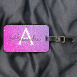 Etiqueta Para Maletas Rosa: Nombre de monograma del Purpurina de espuma<br><div class="desc">Nombre del Monograma del Purpurina de espuma rosa y púrpura Ombre Pastel y etiqueta de equipaje inicial. Esta etiqueta de bolso es perfecta para volver a la escuela, trabajar o viajar. La etiqueta de equipaje rosa y morado también hace un gran favor para bodas, cumpleaños, duchas de novias, lunas de...</div>