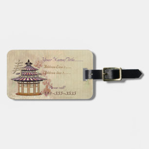 Etiqueta Para Maletas Rosa Pagoda Mixed Media Oriental