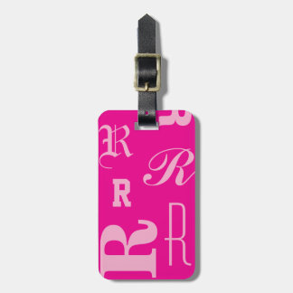Etiqueta Para Maletas Rosa Personalizado, Tipografía Monograma Iniciales