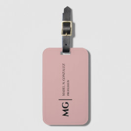 Etiqueta Para Maletas Rosa Polvoriento Moderno Monograma Elegante y de M