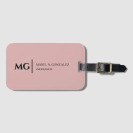 Etiqueta Para Maletas Rosa Polvoriento Moderno Monograma Elegante y de M