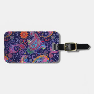 Etiqueta Para Maletas Rosa púrpura paisley