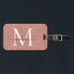 Etiqueta Para Maletas Rosa Purpurina de oro Monograma Girly Script Spark<br><div class="desc">Rosa Purpurina de oro Sparkle Elegant Girly Nombre de intercambio de guiones Monograma Etiqueta de bolsa</div>