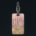 Etiqueta Para Maletas Rosa Purpurina dorado goteo Bandas de oro Monogram<br><div class="desc">Moderno, lujoso, rosa purpurina de oro gotea en oro y rosa color oro purpurina rayas personalizado monogramado etiqueta de equipaje. Este diseño presenta rayas purpurinas chispeantes falsas y metalizado de color dorado y purpurina de color rosa rosa rosa rosa rosa rosa rosa rosa con nombre o plantilla de texto monograma....</div>