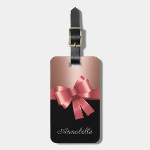 Etiqueta Para Maletas Rosa Relieve metalizado y reverencia