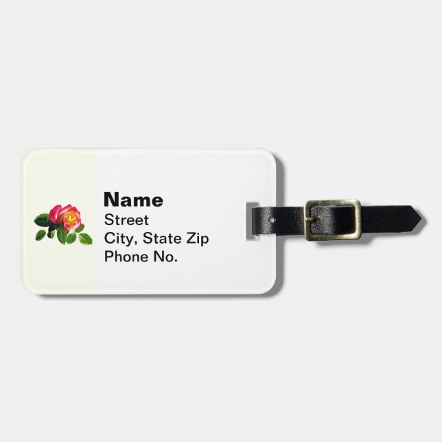 Etiqueta Para Maletas Rosa Roja Con Centro Amarillo Dorado (Frente Horizontal)