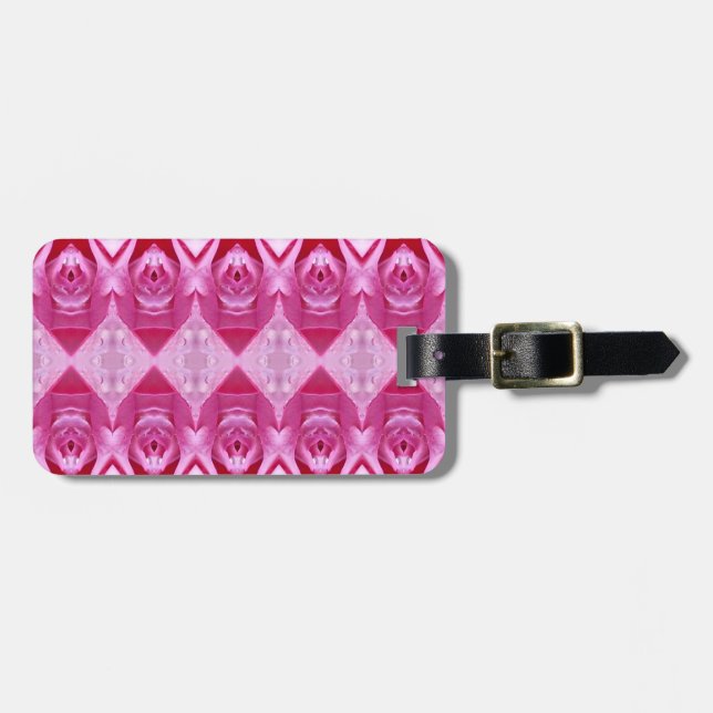 Etiqueta Para Maletas Rosa rosa Ikat 5 (Frente Horizontal)