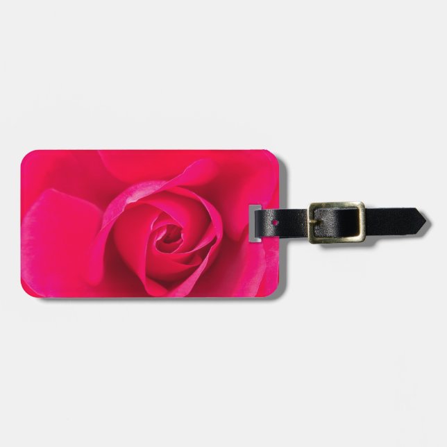 Etiqueta Para Maletas Rosa rosa rojo romántico v2 (Frente Horizontal)