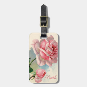 Etiqueta Para Maletas Rosa rosa rosado de época/victoriana personalizada