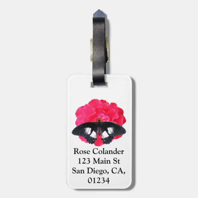 Etiqueta Para Maletas Rosa y cola de inflexión (Atrás Vertical)