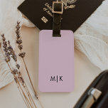 Etiqueta Para Maletas Rosa y negro de Rubor | Monograma moderno<br><div class="desc">Este moderno diseño de etiquetas para maletas presenta un fondo rosa rubor,  con sus iniciales en negrita en negro para un aspecto sencillo y elegante,  pero profesional.</div>