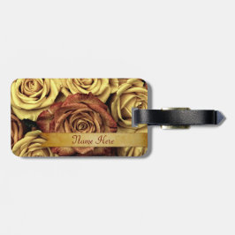 Etiqueta Para Maletas Rosas amarillos del vintage elegante hermoso con