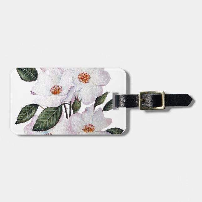 Etiqueta Para Maletas Rosas 'Ballerina' de Arte Floral (Frente Horizontal)