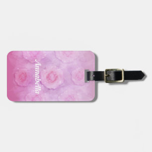 Etiqueta Para Maletas Rosas de acuarela