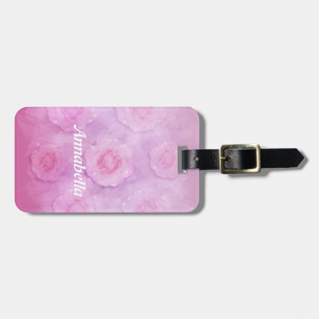 Etiqueta Para Maletas Rosas de acuarela (Frente Horizontal)