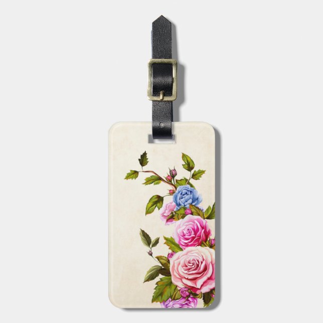 Etiqueta Para Maletas Rosas de acuarela (Frente Vertical)