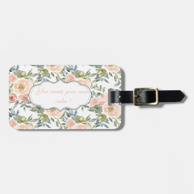 Etiqueta Para Maletas Rosas elegantes de moda,Mensaje motivacional (Frente Horizontal)