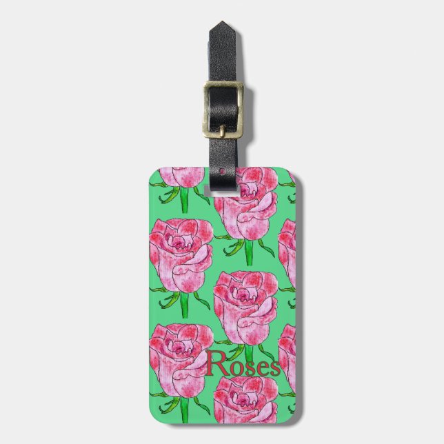 Etiqueta Para Maletas Rosas en blanco (Frente Vertical)