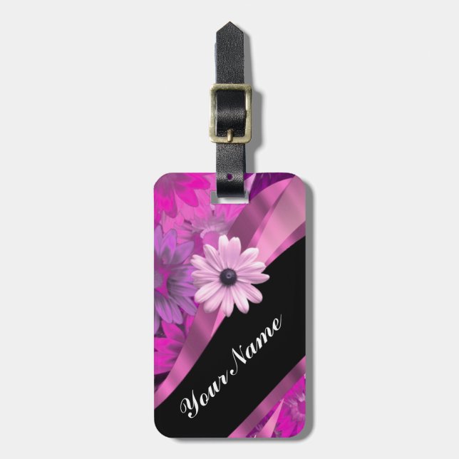 Etiqueta Para Maletas Rosas fuertes florales (Frente Vertical)