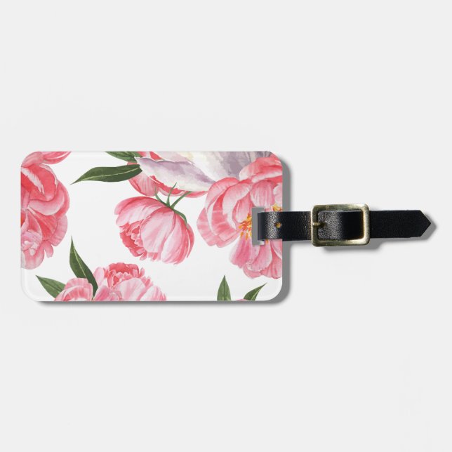 Etiqueta Para Maletas Rosas Hermosas (Frente Horizontal)