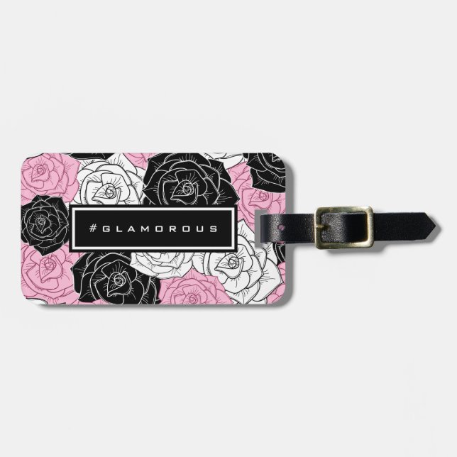 Etiqueta Para Maletas Rosas modernos (Frente Horizontal)