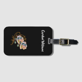 Etiqueta Para Maletas Rosas románticos y remolinos con nombre editable