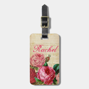 Etiqueta Para Maletas Rosas rosados y rojos del vintage florales y
