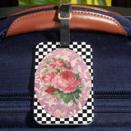 Etiqueta Para Maletas Rosas rosas rosadas Harlequin Vintage