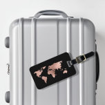 Etiqueta Para Maletas Rose Gold Foil Metallic World Map Luggage<br><div class="desc">This design was created though digital art. It may be personalized in the area provide or customizing by choosing the click to customize further option and changing the name, initials or words. You may also change the text color and style or delete the text for an image only design. Contact...</div>