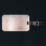 Etiqueta Para Maletas Rose Gold - Glitter Rosa Clásico Monograma de Plat<br><div class="desc">Rose Gold - Rosa Clásico y Etiqueta de Equipaje o Bolso de Monograma de Metal con Purpurina Falsa de Hoja Metálica Brillante y Cepillada. Esto hace que el regalo perfecto para cumpleaños 16, boda, despedida de soltera, aniversario, baby shower o fiesta de soltera para alguien que ama el lujo glamoroso...</div>
