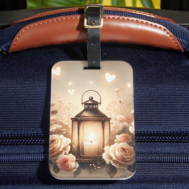 Etiqueta Para Maletas Rose Lantern Glow Bouquet (Anverso In situ 2)