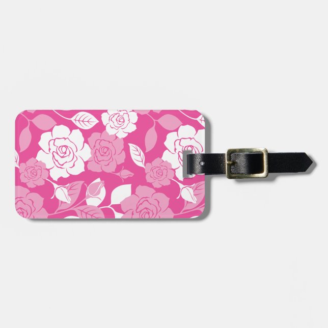 ETIQUETA PARA MALETAS ROSE PATTERN (PINK) (Frente Horizontal)