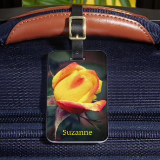 Etiqueta Para Maletas Rosebud amarillo con luces rojas personalizadas