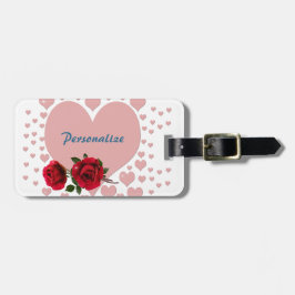 Etiqueta Para Maletas Roses rojas de los corazones rosados Romántico per