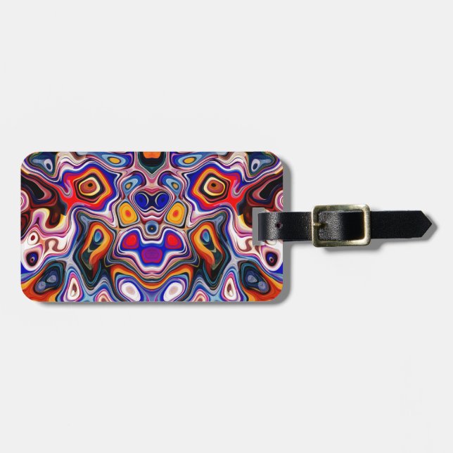 Etiqueta Para Maletas Rostros en formas abstractas 3 (Frente Horizontal)