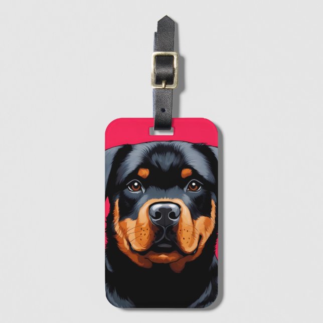 Etiqueta Para Maletas Rottweiler (Anverso vertical)