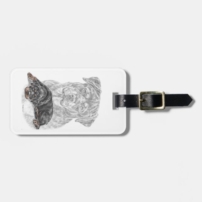 Etiqueta Para Maletas Rottweiler Dog Art (Frente Horizontal)