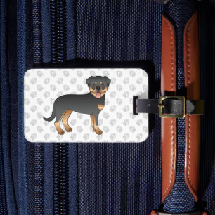 Etiqueta Para Maletas Rottweiler negro y marrón Perro de dibujos animado