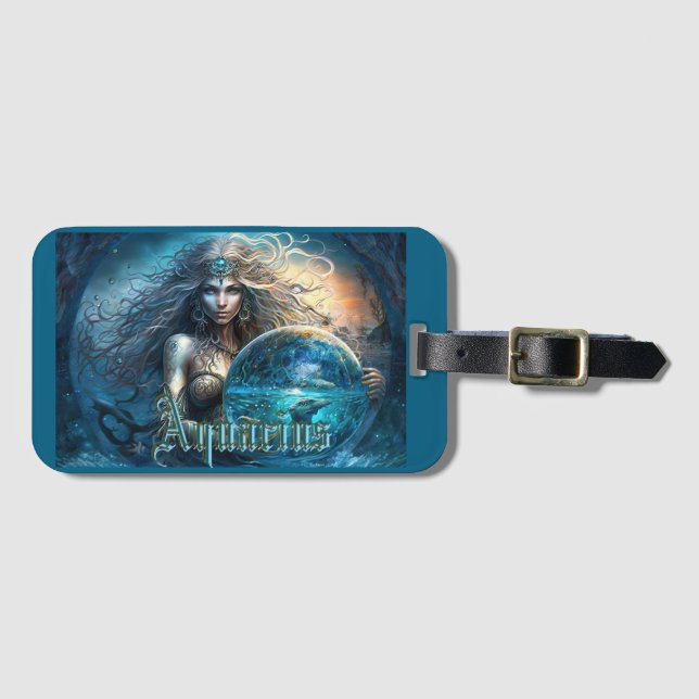 Etiqueta Para Maletas Rótulo Aquarius Zodiac (Anverso horizontal)