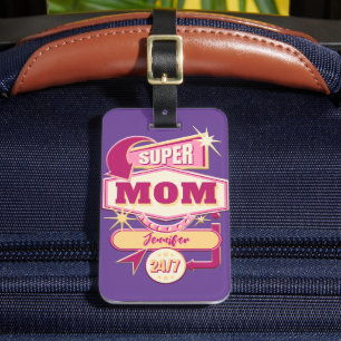 Etiqueta Para Maletas Rótulo de Diner Style Super Mom de los años 60