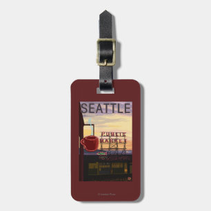 Etiqueta Para Maletas Rótulo del mercado del lugar de SeattlePike y