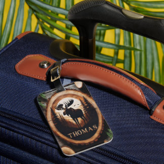 Etiqueta Para Maletas Rótulo Moose Silhouette Wood