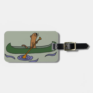 Etiqueta Para Maletas Rowing divertido de la nutria de mar en canoa