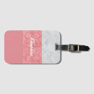 Etiqueta Para Maletas Ruddy Pink Batik Gray Water Name